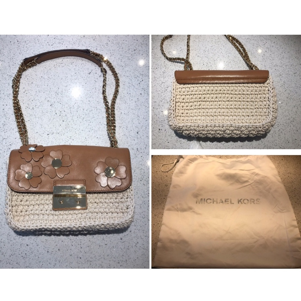 Michael Kors Sloan Floral Brown Leather Bag